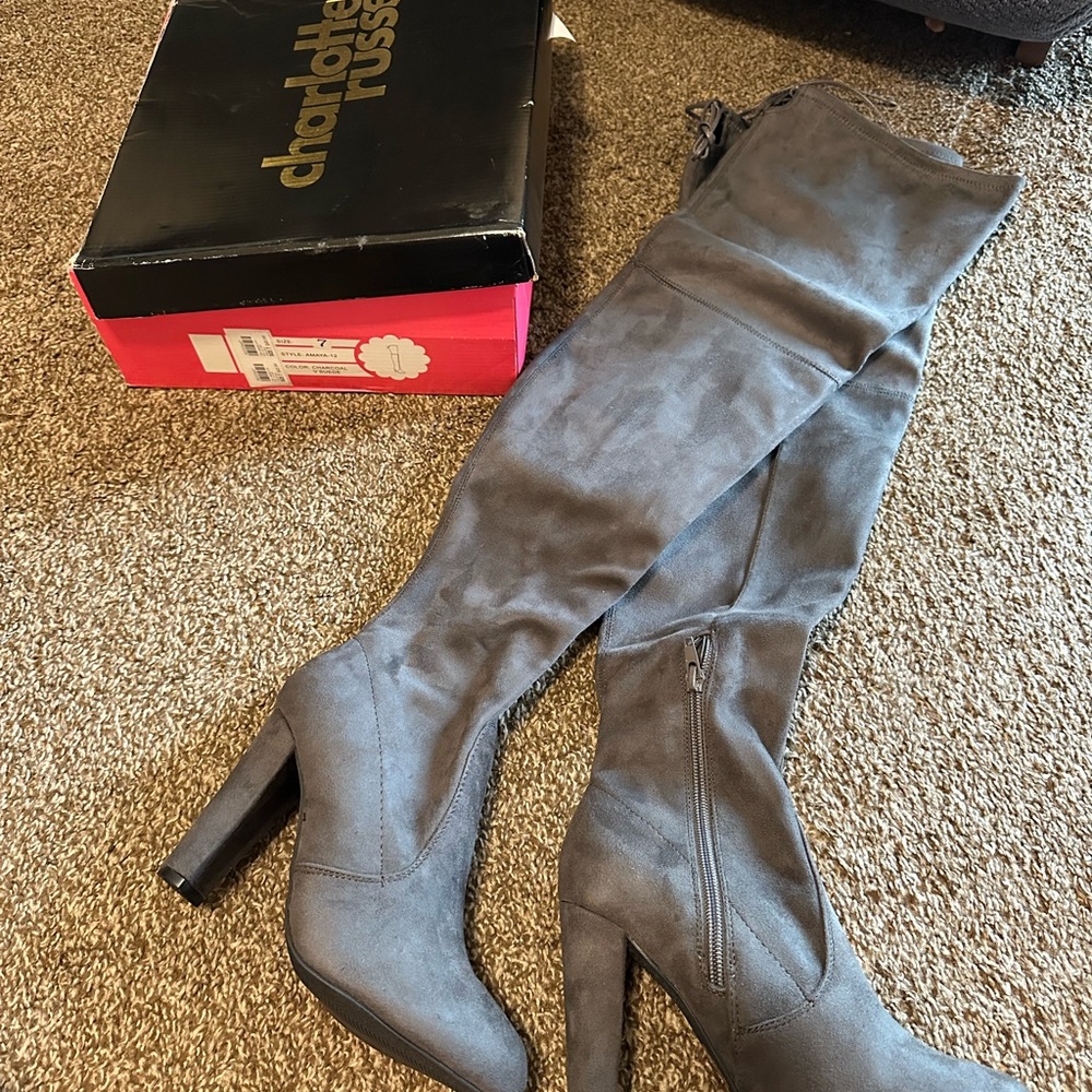 Charlotte Russe Charcoal Over-the-Knee Boots